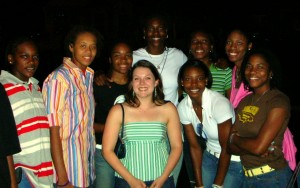 Rosie with one of her favorite teams.